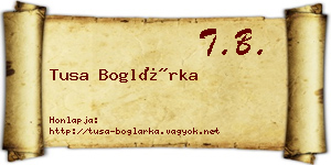 Tusa Boglárka névjegykártya